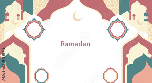 Elegant Ramadan Illustration Collection with Islamic Flat Illustration