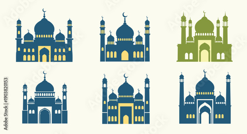 Elegant Ramadan Illustration Collection with Islamic Flat Illustration