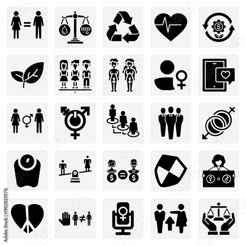 Global Issues And Social Awareness – Gender Equality, Recycling, And Healthcare Access For Educational And Non-Profit Design Materials.