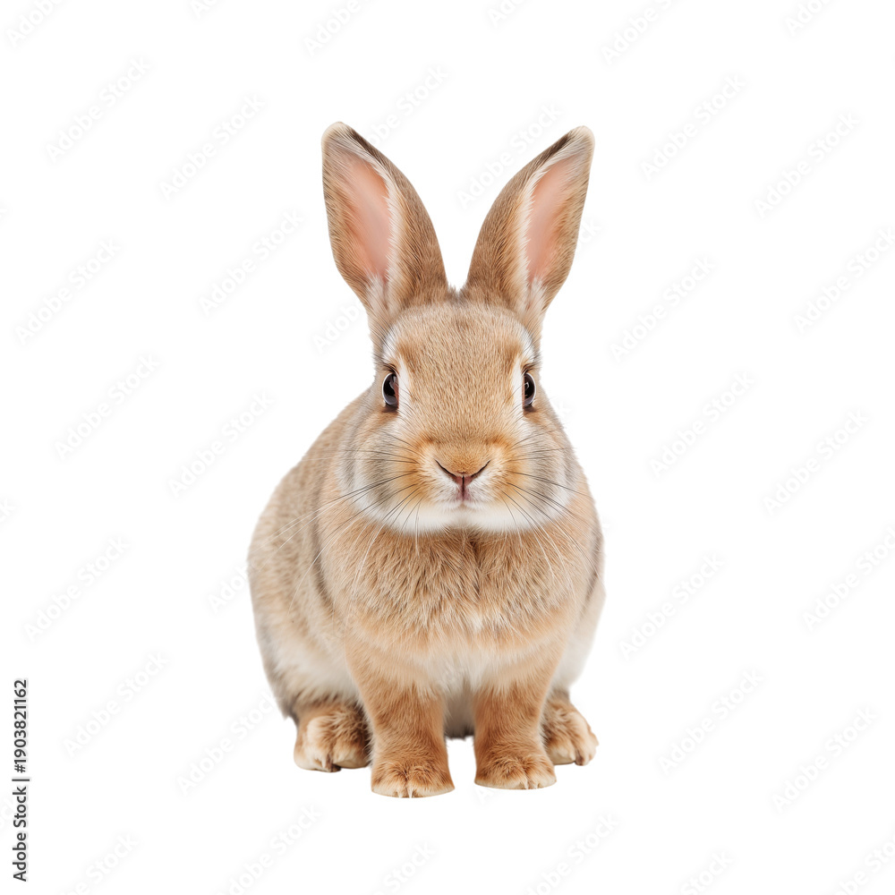 Fototapeta premium Rabbit Sitting Calmly in a Studio Environment With White Background During Daylight Hours