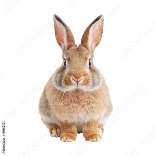 Rabbit Sitting Calmly in a Studio Environment With White Background During Da...