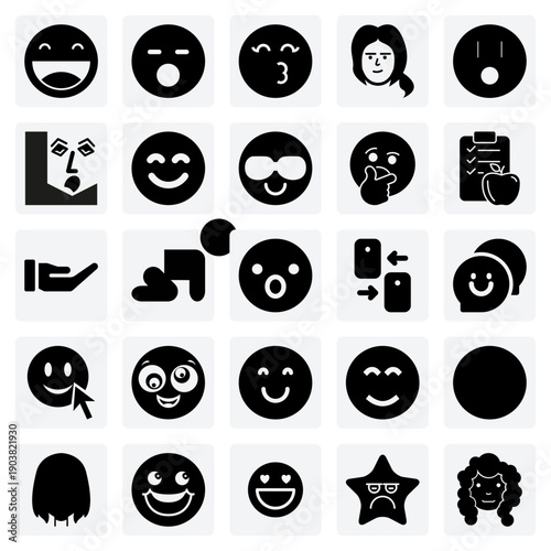 A Variety Of Emotive Faces From Kissing And Smiling With Big Eyes To Feeling Sleepy Or Shocked.