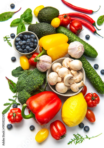 Fresh colorful vegetables and fruits offering healthy eating options