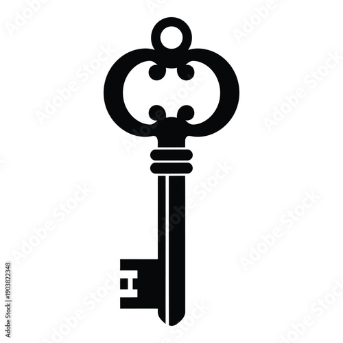 Black antique skeleton key silhouette on white background antique key black key vintage key d