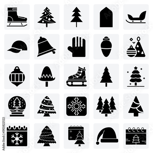 Capturing The Holiday Spirit – A Christmas Tree, Jingle Bells, And A Sleigh For Festive Seasonal Designs.