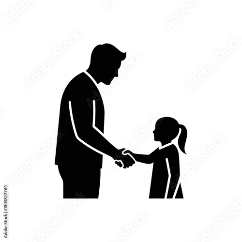 Father and daughter share a heartwarming handshake symbolizing love and connection