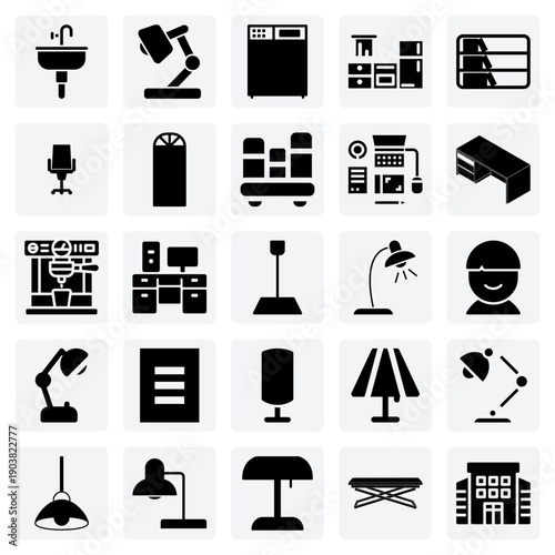 Interior Elements For Home And Office – Furniture, Appliances, And Fixtures For Business And Residential Design Concepts