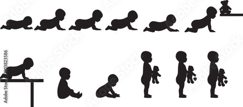 Stages of Development Milestones of a Baby's Growth from Crawling to Standing