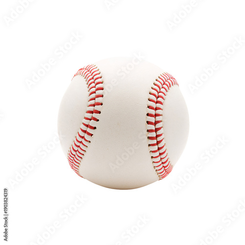 Baseball on a Plain Background With Red Stitches