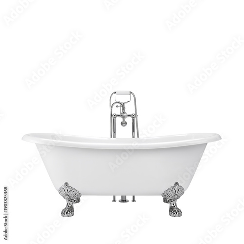 Elegant Bathtub With Classic Design in a Bright Space Without Any Fixtures