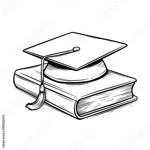 Graduation Cap on Stack of Books