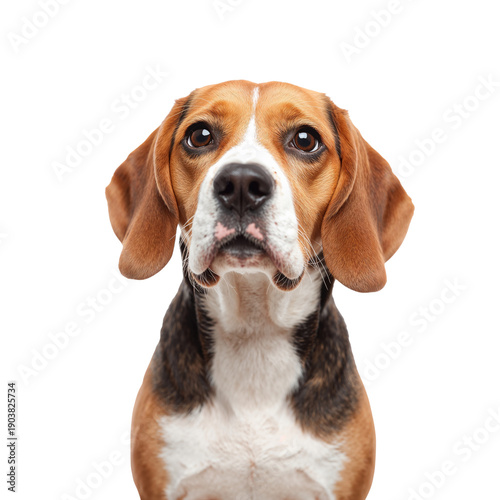 Beagle Looking Directly at the Camera With a Focused Expression in a Bright S...