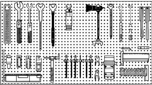 Variety of Hand Tools on Pegboard