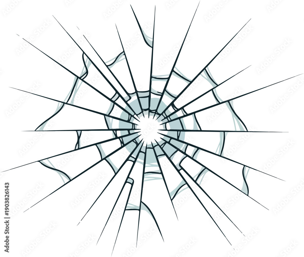 Obraz premium Shattered A Vector Illustration of a Bullet Hole in Glass