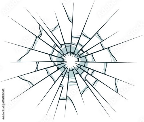 Shattered A Vector Illustration of a Bullet Hole in Glass