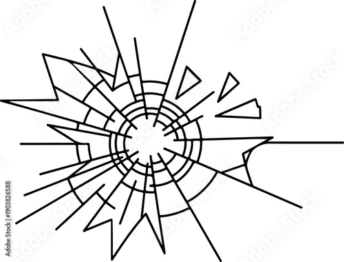 Cracked Surface Broken Glass Graphic with Sharp Splintered Edges