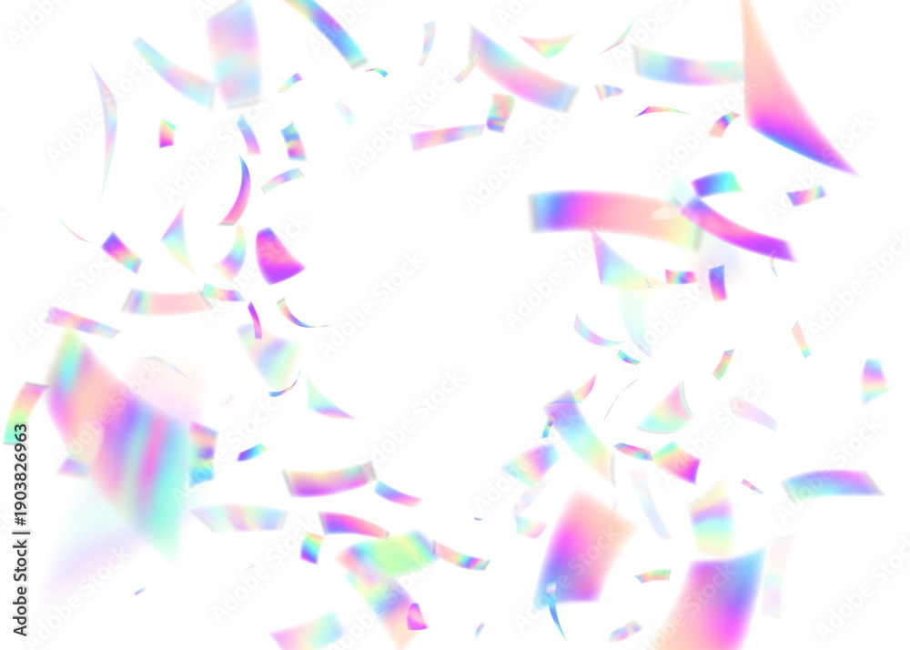 Obraz premium Carnival Effect. Anniversary Burst. Pink Laser Glitter. Isolated Flag. Light Iridescent Serpentine. Unicorn Paper. 3d Background. Glare Element. Blue Carnival Effect