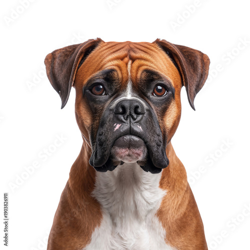 Dog Looks Directly at the Camera in a Simple Studio Setting During Daylight H...