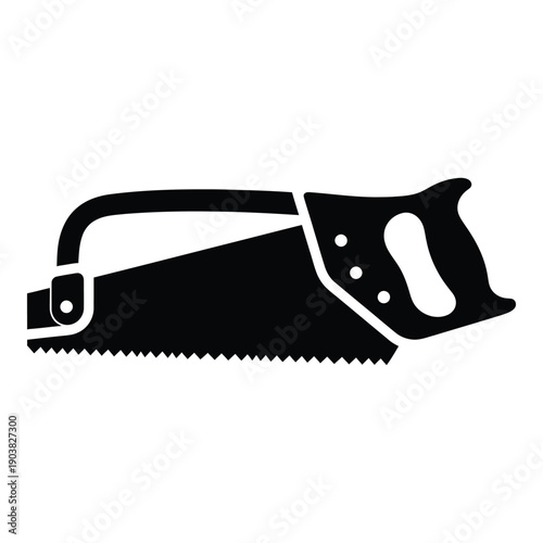 Black and white handsaw tool silhouette