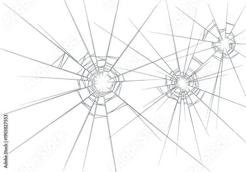 Cracked Glass Abstract Shattered Destruction on White