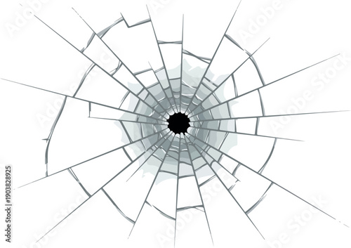 Cracked Glass Intricate Fracture Pattern on Transparent Background