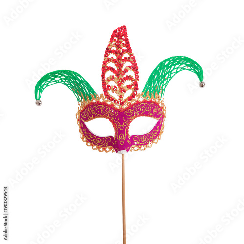 Colorful Mask on a Stick for a Festive Celebration in a Party Setting During ...