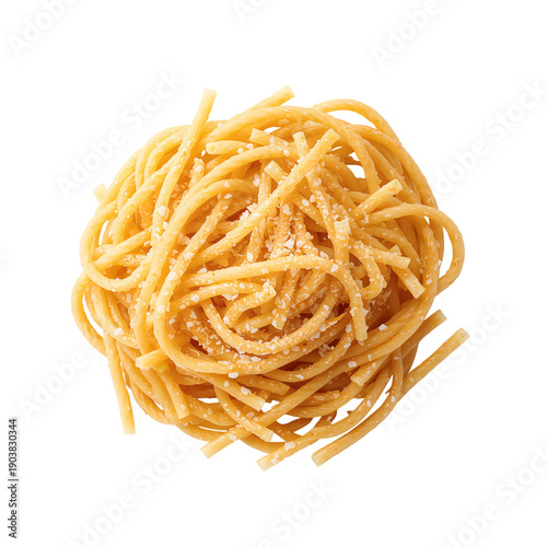 Pasta Placed in a Round Shape on a White Background Ready to Be Cooked