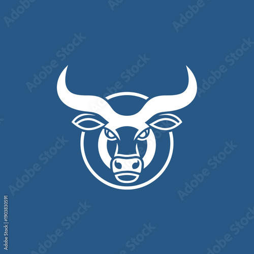 White Bull Head Logo Design Element.