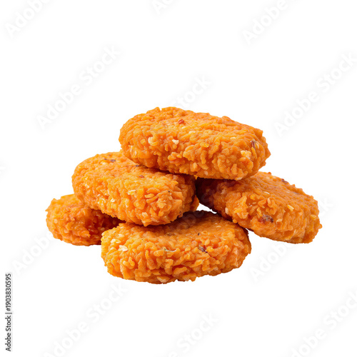 Crispy Nuggets Stacked on a White Background Ready for a Meal or Snack