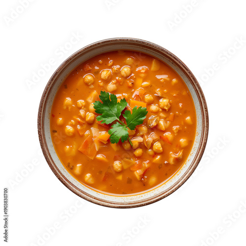 Delicious Chickpea Soup Served in a Bowl With Fresh Herbs and Bright Colors D...