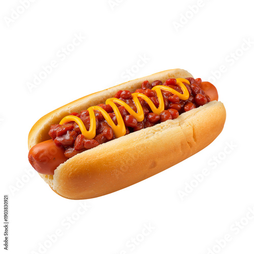 Sausage in a Bun With Sauce and Mustard Served on a Plate at a Summer Picnic