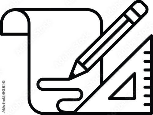 A drawing of a pencil and ruler on a piece of paper