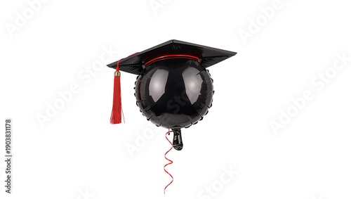 Celebration of Graduation With a Black Balloon Shaped Like a Cap at a Party i...
