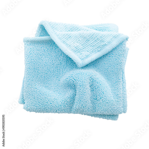 Soft Blue Blanket Folded Neatly on a Flat Surface in a Well-Lit Room During D...
