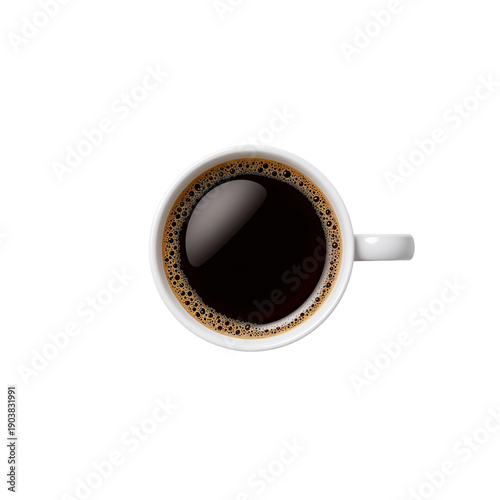 Freshly Brewed Coffee in a White Cup on a Plain Background Ready for Enjoyment