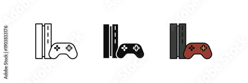 game console icon. Line, solid and filled outline colorful version, outline and filled vector sign. Idea Symbol, logo illustration. Vector graphics