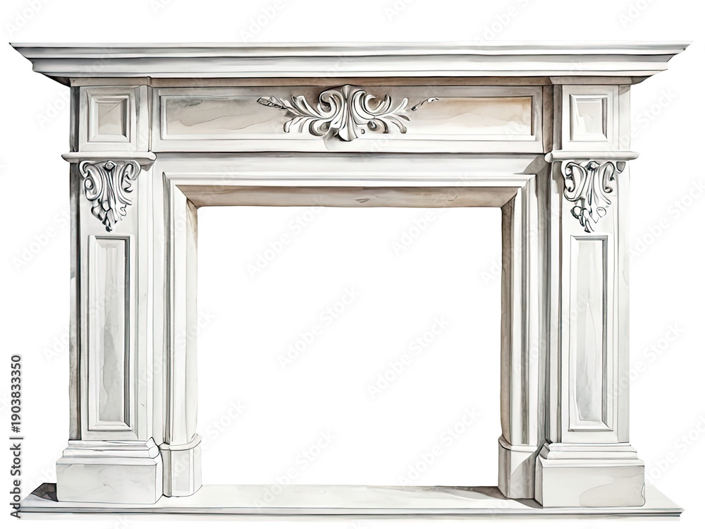 Fototapeta premium A cozy fireplace with a white mantle, perfect for home decor or winter scene