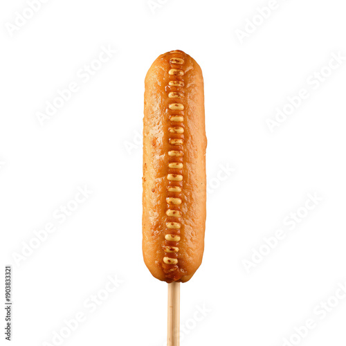 Hot Dog With Mustard in a Bun Served on a Plate at a Summer Cookout