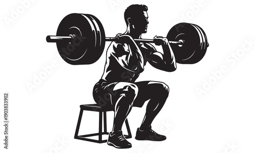 Barbell Squat Exercise Silhouette Strength Training Workout