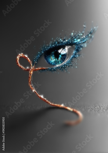 Digital Art of Fantasy Eye with Electric Sparks in Mystical Design Background