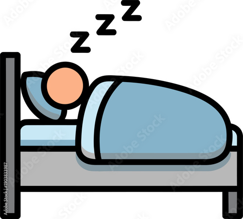 A person sleeping peacefully in bed with z's floating above their head
