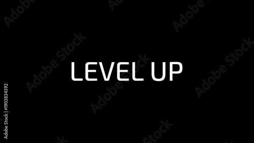 Level Up Glitch Text Animation with Typing Effect on Black Background