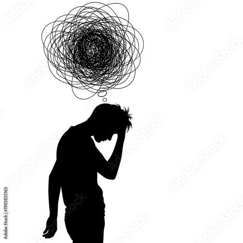 Person struggling with mental health issues and stress