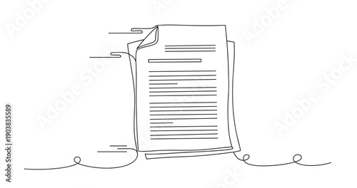 Minimalist line art drawing of a stack of papers with delicate detailing. No editable strokes