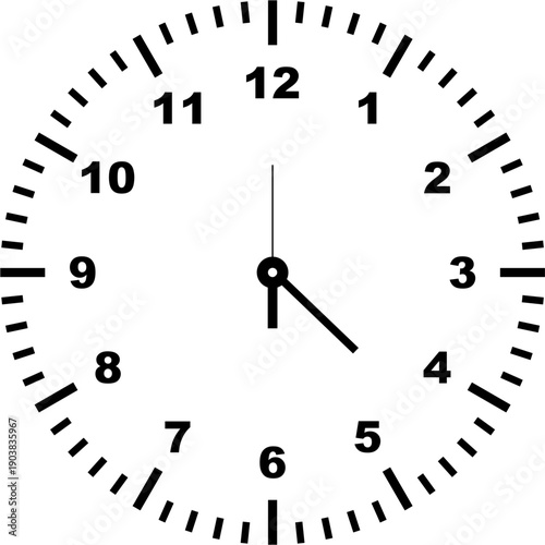 Simple analog wall clock showing four twenty two