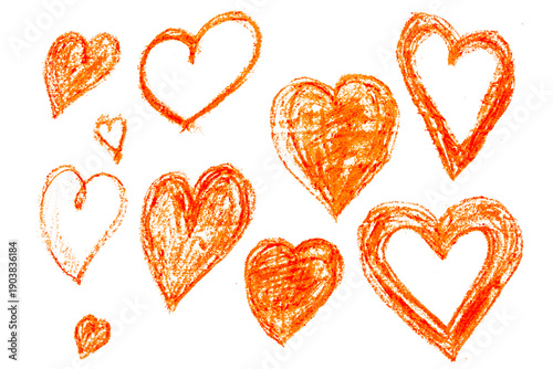 Wallpaper Mural Sketchy hearts collection. Charcoal crayon chalk heart doodle set. Cute childish drawings. love symbol. Great for branding, packaging, greeting cards, posters, social media, stickers Torontodigital.ca