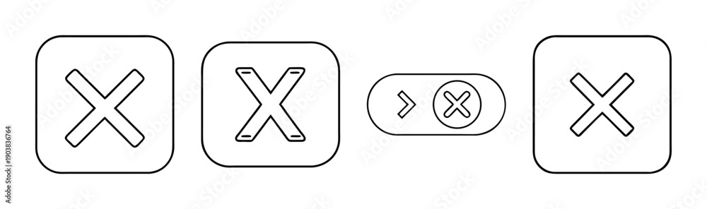 Fototapeta premium Close button X symbol icons for cancellation and deletion