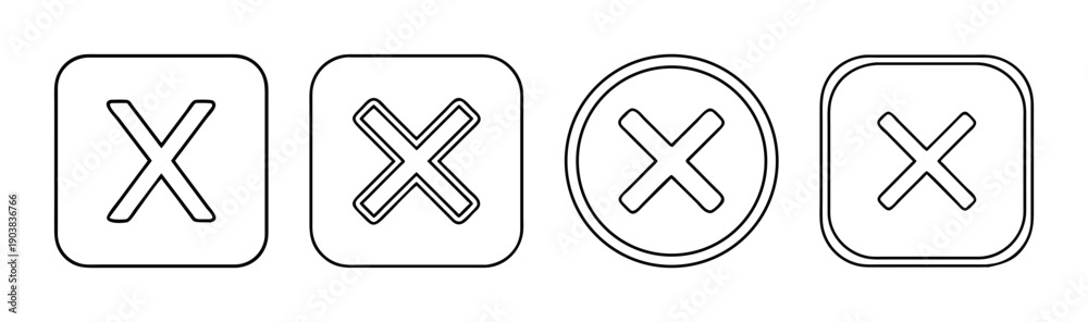 Obraz premium Close button X symbol icons for cancellation and deletion