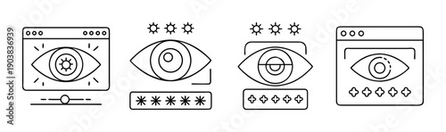 Eye icons representing password visibility, show and hide functions