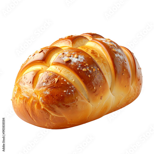 Golden Brown Bread Loaf Sprinkled With Sugar On Transparent